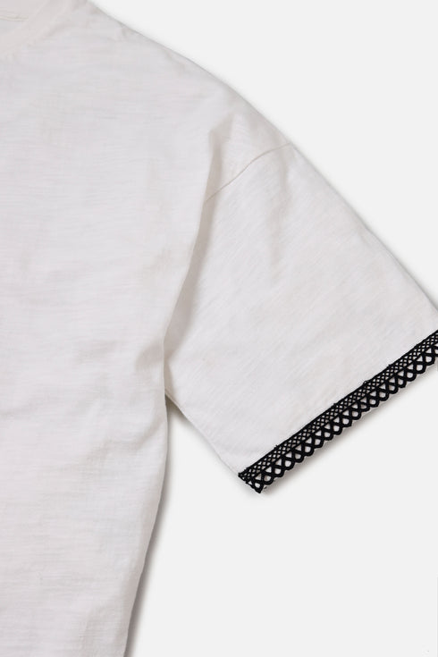 The White Oversized Lace T-Shirt